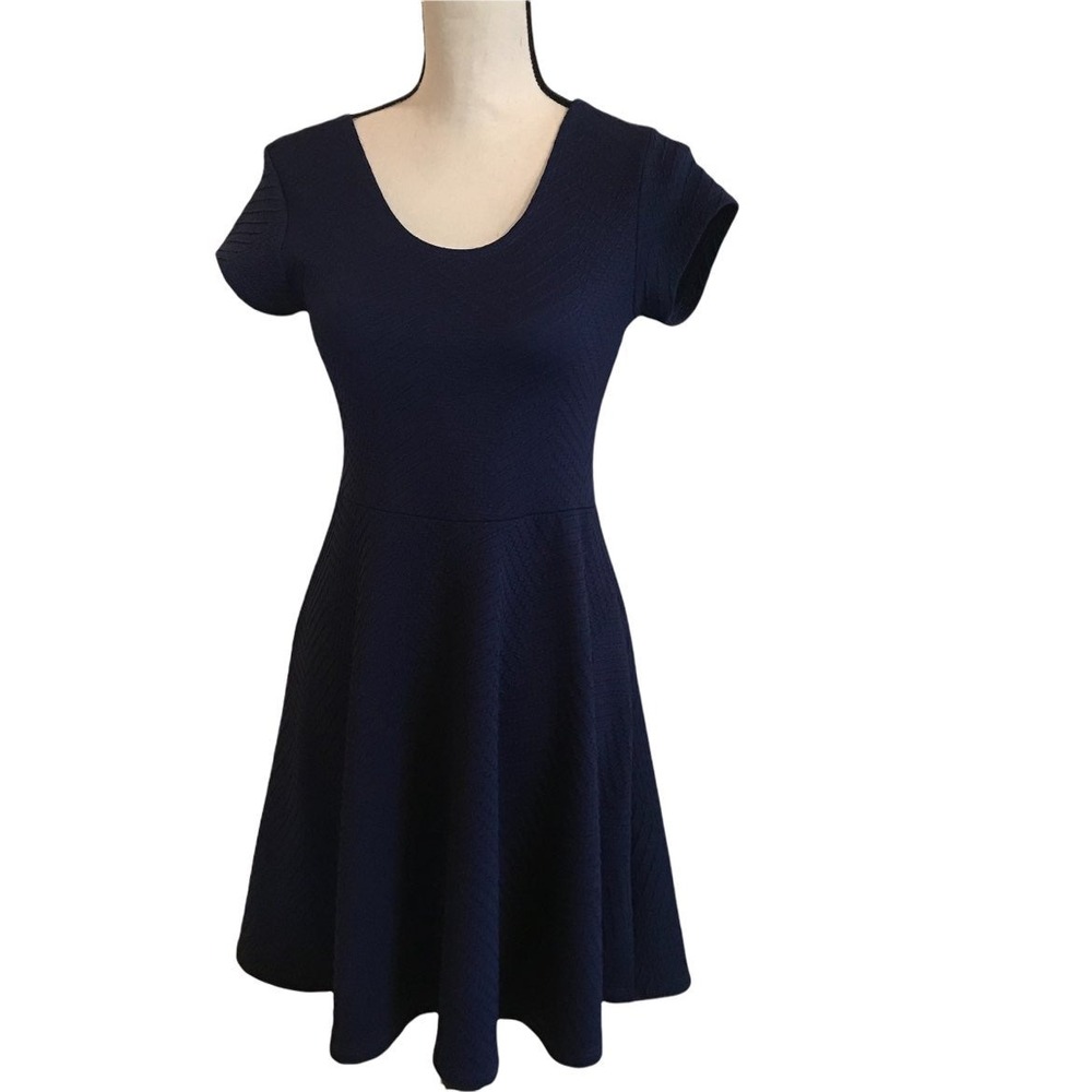FRENCH ATMOSPHERE Navy A-line dress. No tag for‎ size.